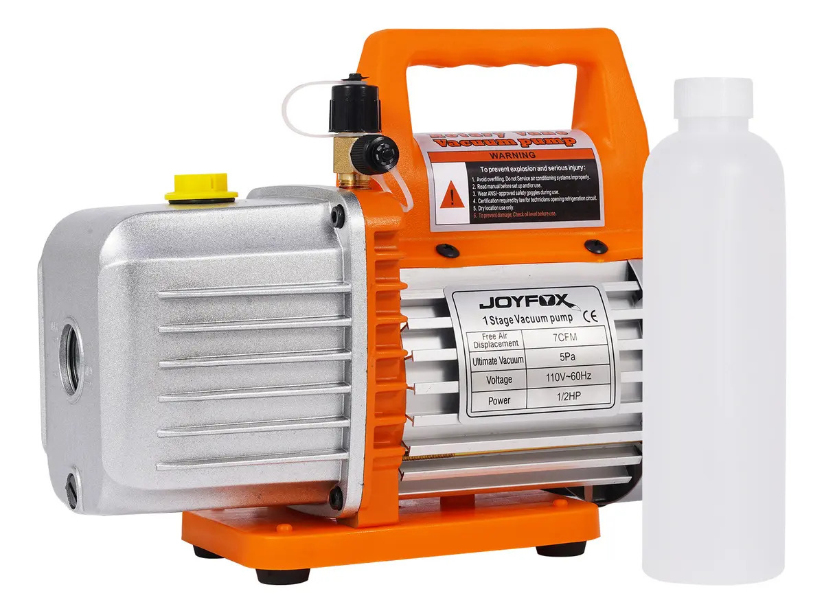 Bomba de Vacío 7 CFM 1/2 HP 5 PA Joyfox de Una Etapa para Refrigeración, Aire Acondicionado y Automoción