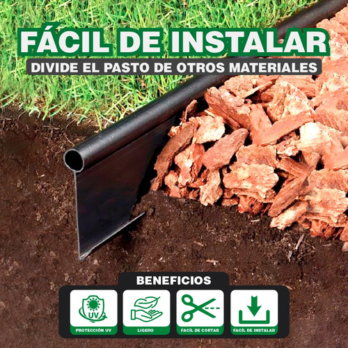 Imagen 3 de 10 de Borde Delimitador Grueso Para Cesped Para Jardin 54m