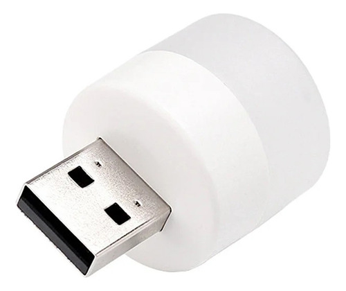 Mini Luminária Luz Lampada Led Abajur Usb Notebook - 5 Unid. Cúpula Branco Estrutura Branco