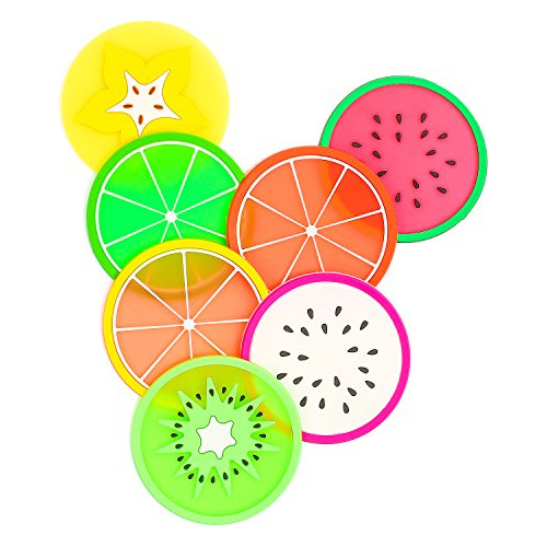 Domestar Coaster Frutas, 7pcs 3.5  Resbalón No Posavasos Ais