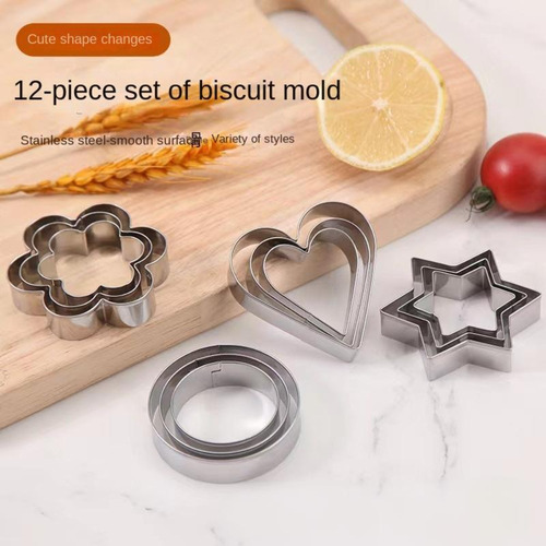Juego De 12 Moldes Acero Inoxidable Para Galletas
