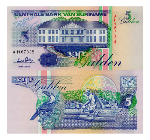Surinam - 5 Gulden - Año 1996