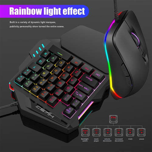 Set De Teclado Y Ratón S Hxsj V100+s600, 35 Teclas, Mini Usb