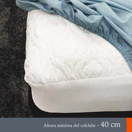 Cubre Colchón Individual Protector De Cama 100% Impermeable Color Blanco Diseño De La Tela Ultrasonico