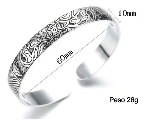 Imagem 3 de 8 de Pulseira Prata Esterlina 925 Bracelete Retro Lotus Nova Moda