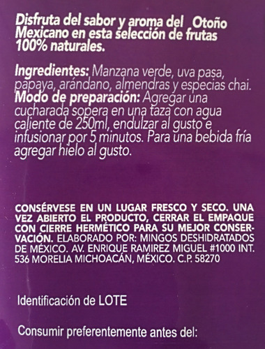Imagen 7 de 7 de Tisana Gourmet Artesanal Mezcla Otoño
