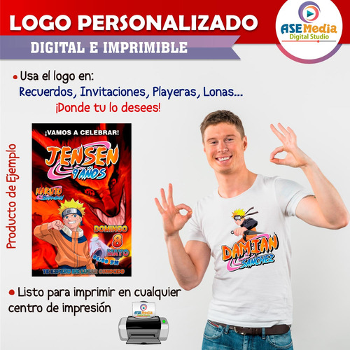 Logo Digital Naruto Shippuden Saludo Personalizado