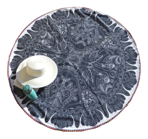 Imagen 2 de 4 de Lona Redonda Impermeable Con Borlas Par Uso En Exterior 1,4m