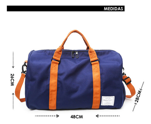 Maletas Deportivas Gimnasio Viaje Hombre Y Mujer Color Azul Diseño De La Tela Liso