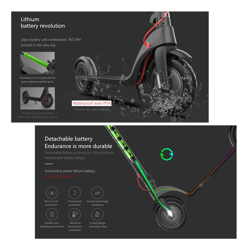 Scooter Hx-x7 Scooter Eléctrico Plegable Negro 25 Km/h Negro