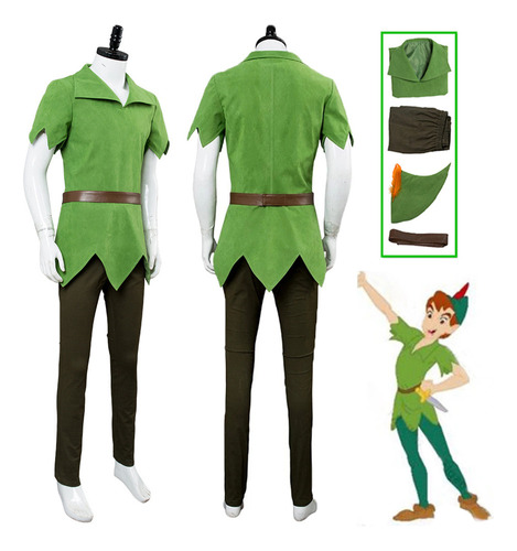 T Fantasía Masculina Adulta De Peter Pan, Vestido Verde Extrav