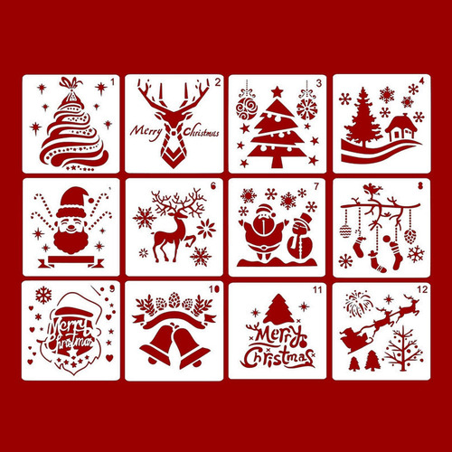 Jj 12 Uds Plantilla De Plantillas De Navidad Para Arte