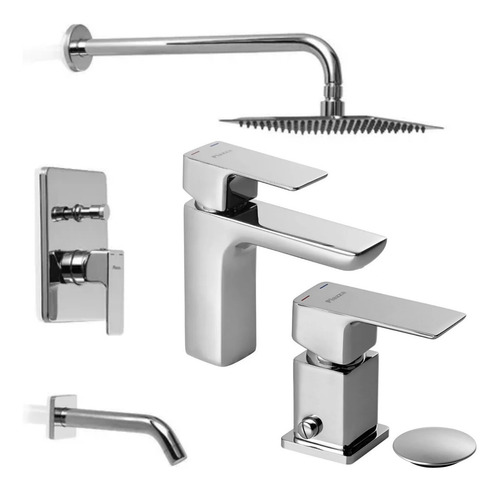 Imagen 1 de 4 de Combo Griferia Completa Piazza Arq Lavatorio Bidet Ducha