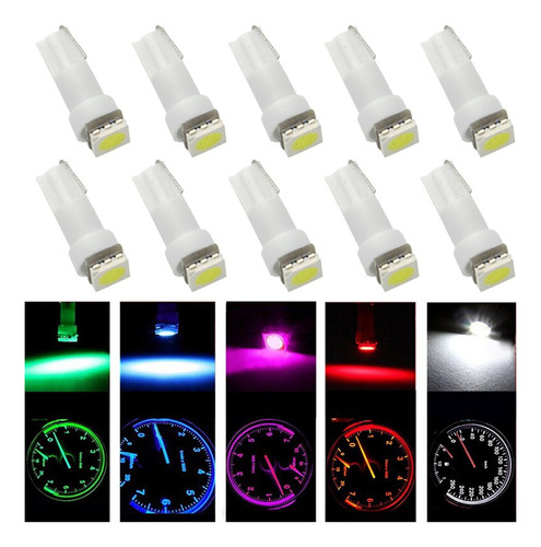 10 Ampolletas Led T5 5050 Piojito 12v Varios Colores