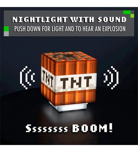 Lampara De Noche Minecraft Tnt Bloque 3 D Blanco Paladone