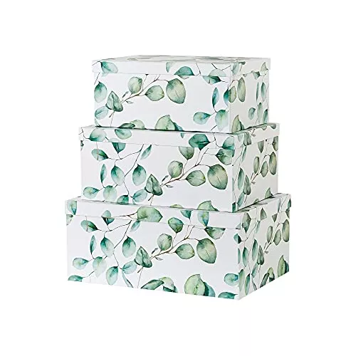 Soul & Lane Cajas de cartón decorativas con tapas para decoración del  hogar, juego de 3: cajas de regalo grandes para anidar, bonitas cajas de