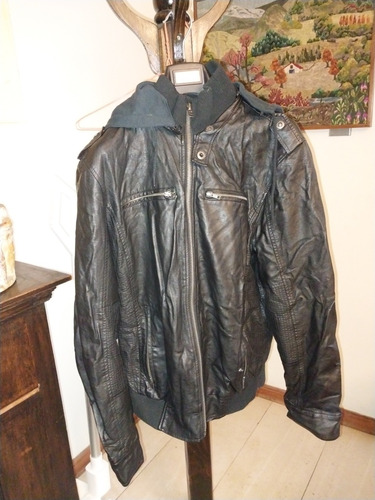 Chaqueta Cuero Urb Talla M Con Capucha