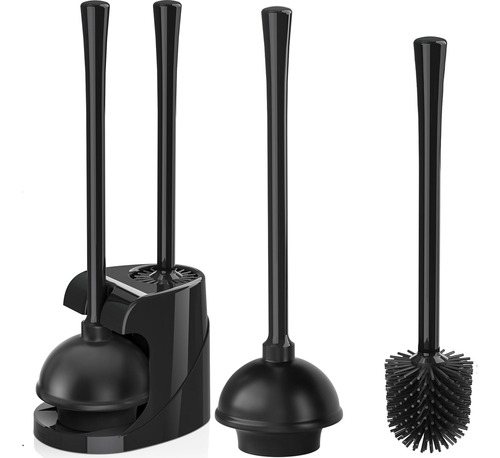 Cepillo Escobilla Sopapo Inodoro Baño Set Limpieza 2 En 1 Negro