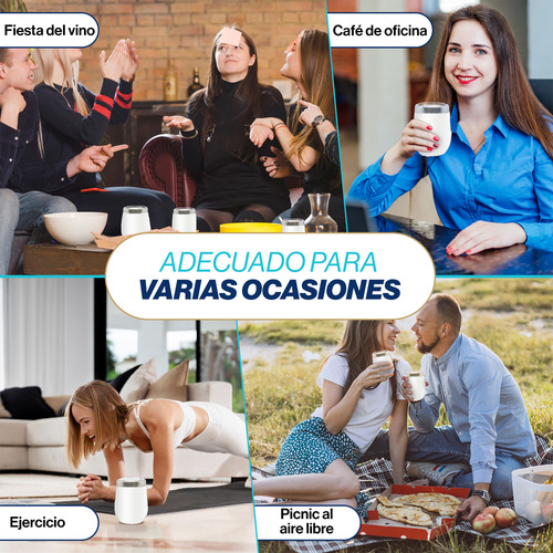 Vaso Térmico Antiderrames Acero Inoxidable Café Té Vino Blanco