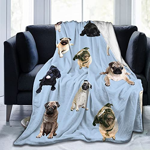 Cut Pug Print Throw Blanket Smooth And Soft Blanket Kid...