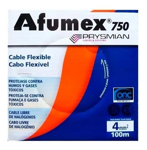 Cable Unipolar 4mm Pirelli Prysmian Afumex Marron X100m