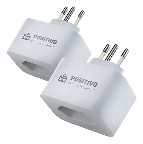 2 Tomadas Smart Plug Wi-fi Positivo Casa Inteligente Branco