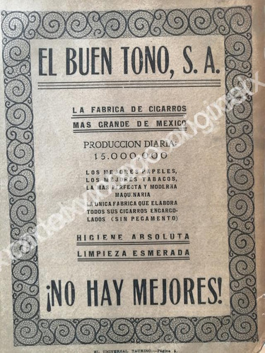 Cartel Retro Cigarrera El Buen Tono S.a 1922