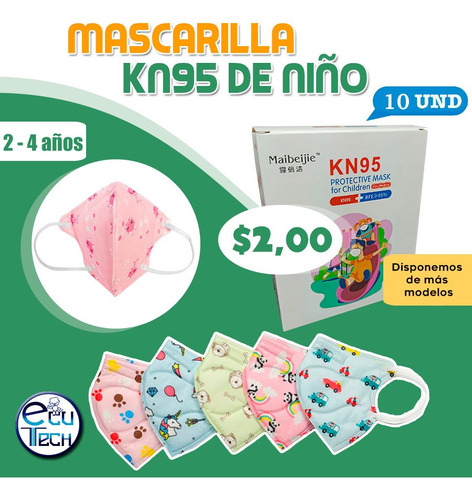 Mascarilla Kn95 Para Niño Con Diseño - 10u