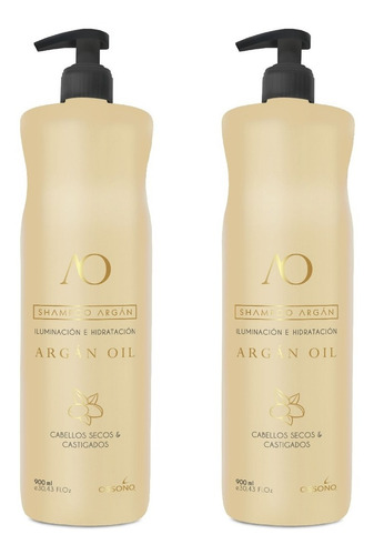 Shampoo Argan Oil Iluminacion  Ossono 900 Ml X 2 Unidades