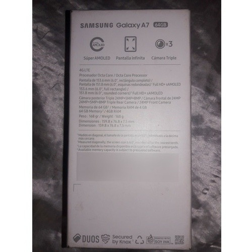 Caja Celular Samsung Galaxy A7 Original Solo Caja Usada (Usado)