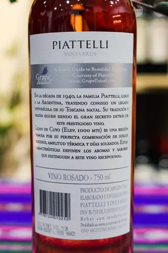 Vino Malbec Rose Piattelli Vinos Finos Belgrano Primo Mason