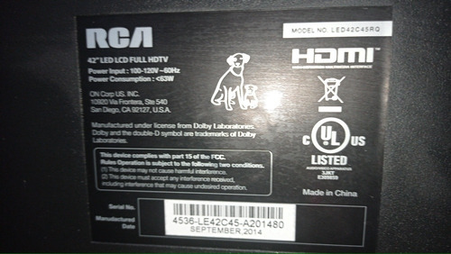 Imagen 6 de 9 de Televisor Rca 42 Led42c45rq Nuevo Pantalla Partida