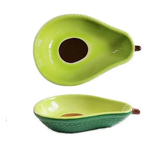 Prato Em Formato De Abacate De Porcelana 16,5cm.