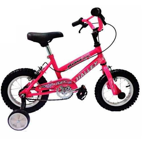 Bicicleta infantil Halley Asterix 19035 R12 freno v-brakes color rosa con ruedas de entrenamiento  