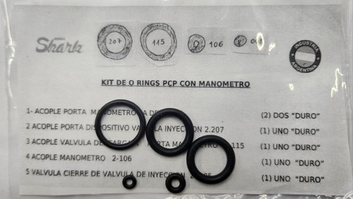 Kit De Orings Originales Shark Para Rifles Pcp Reparación 