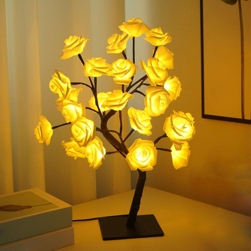 Lámpara De Escritorio Con Luz De Árbol De Flor Rosa Led,