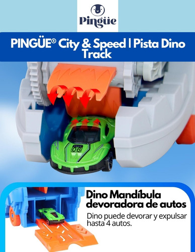 Pingüe® City & Speed | Pista Dino Track Para Niños Auto 1:64 Violeta Oscuro