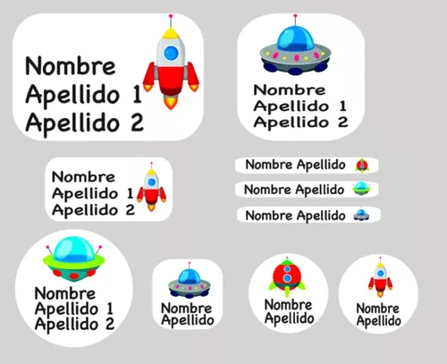 Etiquetas Escolares Personalizadas En Vinil, Modelo Espacial