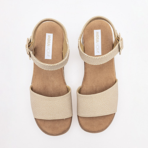Moramora Sandalia Para Mujer Beige Cod 132634-e