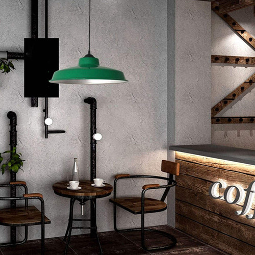 Luminaria Colgante Con Pantalla Esmaltada Vintage
