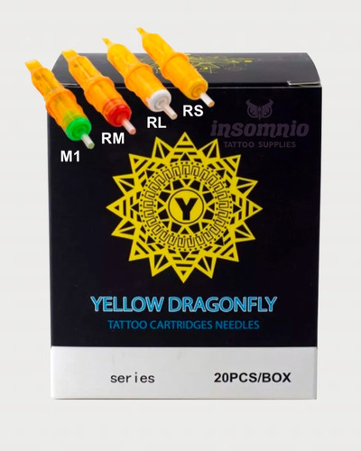 Cartuchos Tattoo Yellow Dragonfly (x5 Unidades) Descartables