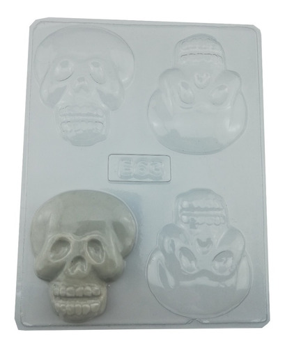 Molde Acetato Para Chocolate Halloween 4 Calaveras Mod E63