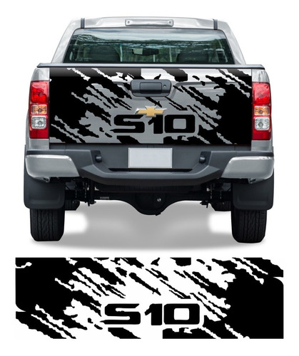 Adesivo Personalizado Chevrolet S10 Faixa Tampa Traseira Cor Preto Brilho