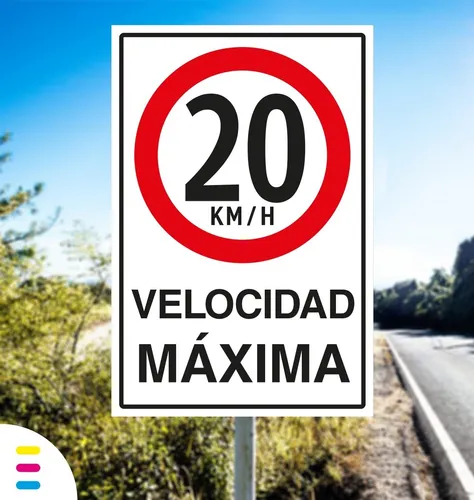 comprar Señalética Velocidad Máxima 20km\u002Fh  30x20cm Metálico