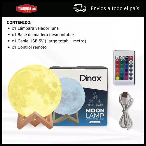 Lampara Luna 15 cm con control remoto y 12 colores