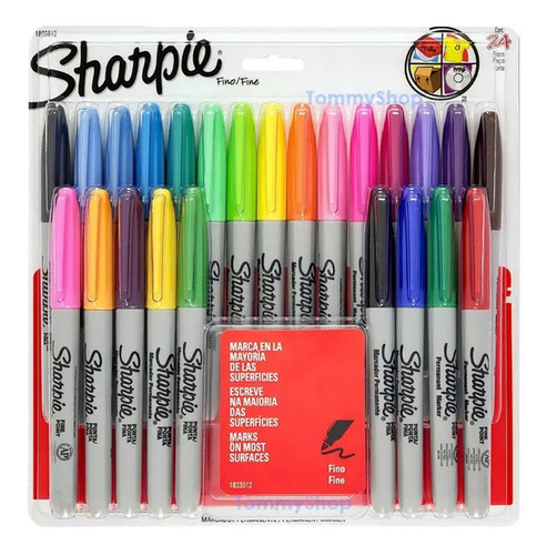 Sharpie Plumones Permanentes Punto Fino Clasicos Con 24