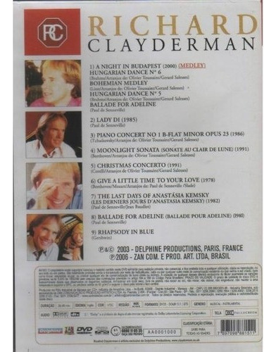 Dvd Richard Clayderman - Memories Vol.1 