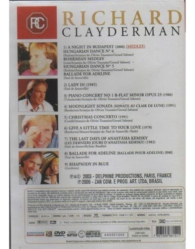 Dvd Richard Clayderman - Memories Vol.1