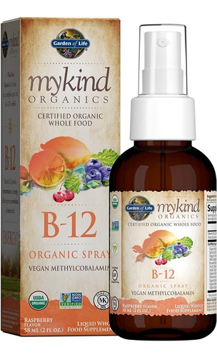 Vitamina B12 Spray, Garden Of Life, Frambuesa,