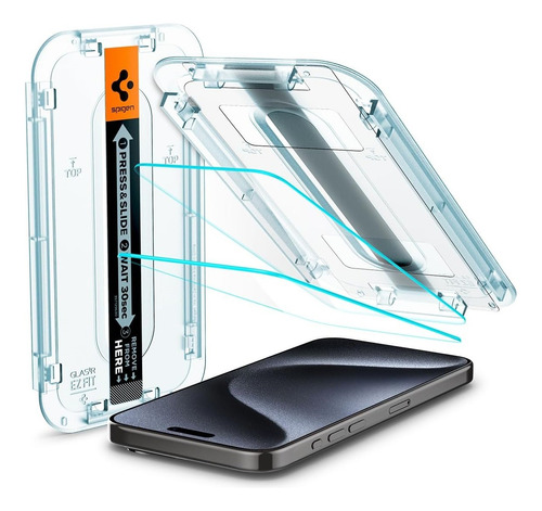 Vidrio Glass Spigen Ez Fit iPhone 15 Plus Pro Max X2